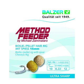 Balzer Method Feeder Hair Rig mit Spiess 15mm Gr.8