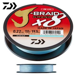10m 0,22mm 19,5Kg Daiwa J-Braid Grand X8 Blau