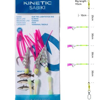 Kinetic Sabiki Sun Tail Lightstick 4/0 Paternoster Pink / Yellow