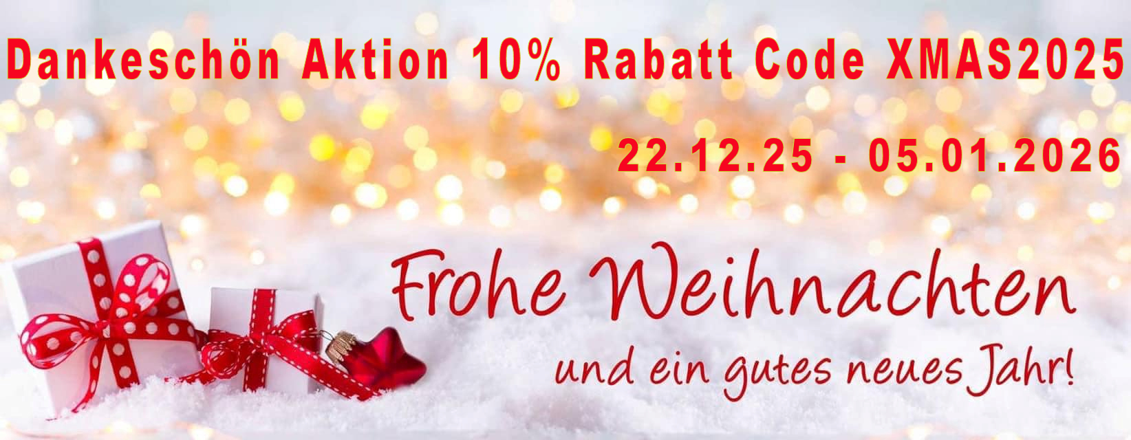 Dankeschön Aktion 10% Rabatt Code XMAS2025
