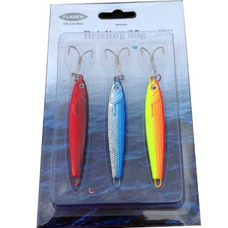 Fladen Brisling Sluksett 3er Set Pilker Gelb/Blau/Rot 35g