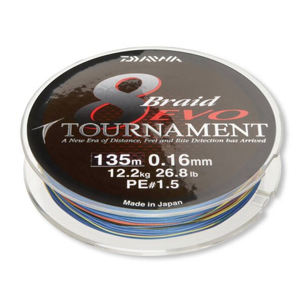 10m 0,12mm/8,6 kg Daiwa Tournament 8 Braid Evo Multicolor