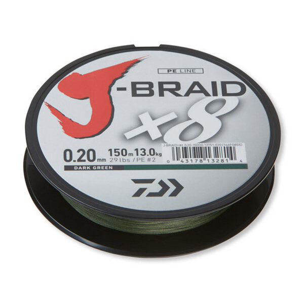 10m 0,22mm 17,0kg Dunkelgrün Daiwa J-Braid X8