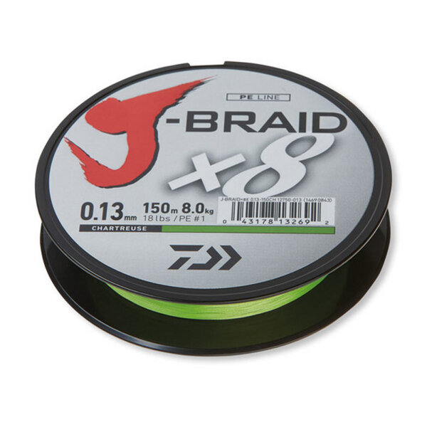 Daiwa J-Braid X8 1500m 0,06mm 4,0kg Chartreuse