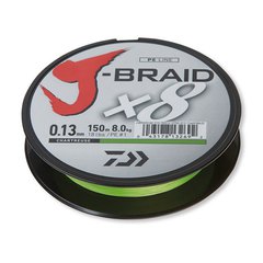 Daiwa J-Braid X8 1500m 0,13mm 8,0kg Chartreuse