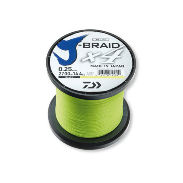 Daiwa J-Braid X4 2700m Spule 0,19mm 10,2kg gelb