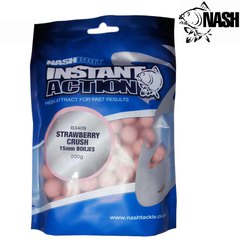 Nashbait Instant Action Strawberry Crush Boilies 15mm 200g