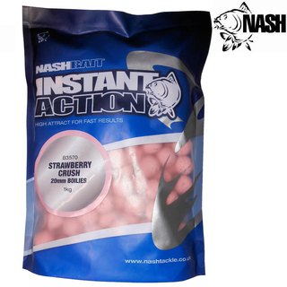 Nashbait Instant Action Strawberry Crush Boilies 20mm 1kg