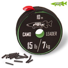 Quantum Mr.Pike Camo Leader 10m + 20 Sleeves 7 Kg / 15lbs