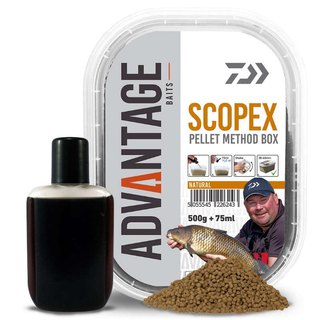 Daiwa Advantage Baits Method Pellet Box natural Scopex 500g + 75ml Liquid