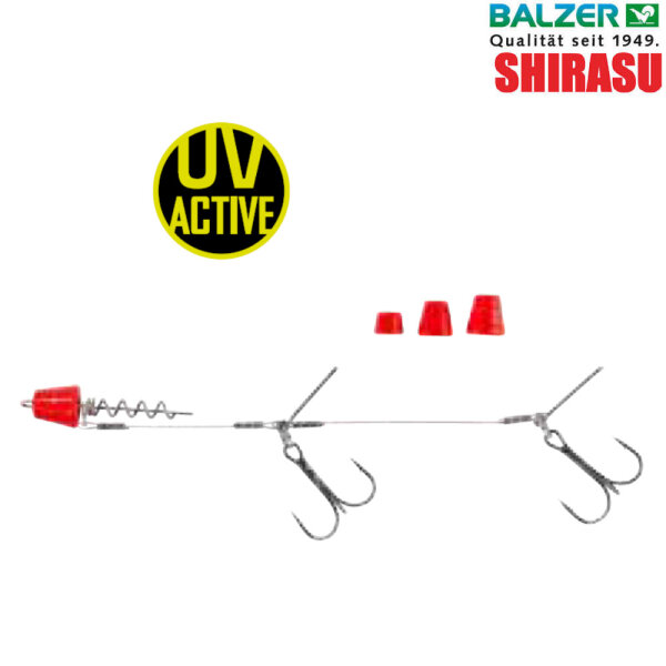 Balzer Shirasu Screw Hechtsystem Fluo Rot Gr.L 9cm Hakengr. 2