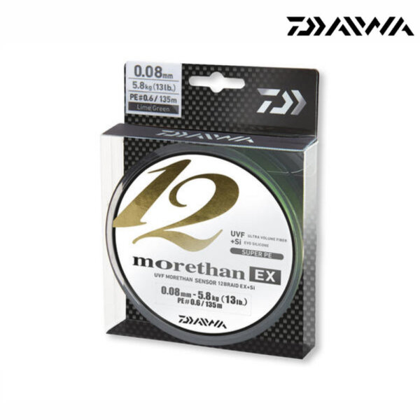 Daiwa Morethan 12 Braid EX+SI 135m Lime Green 0,16mm 14,0kg