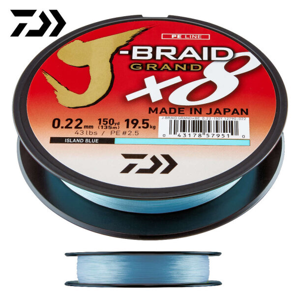 Daiwa J-Braid Grand X8 135m Blau 0,10mm 7,0kg