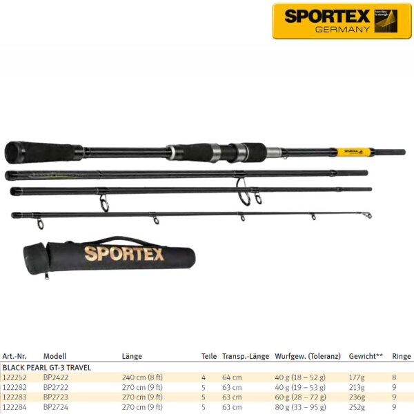Sportex Black Pearl GT-3 Travel 240cm 40g (18-52g) BP2422