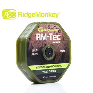 RidgeMonkey Tec Stiff Coated Hooklink 11,3kg / 25lb Weed Green