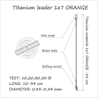 Life Orange Titanium Leader 1x7 13,6kg/30lb 30cm