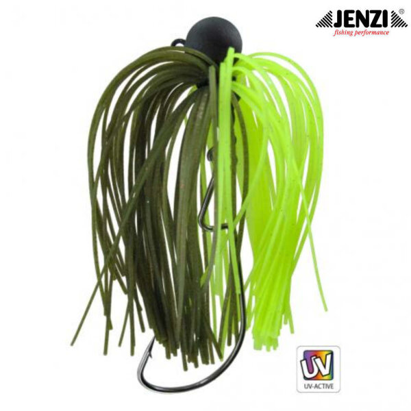 Jenzi Skirted Offset Head 10g Gr.2/0 Green & Yellow