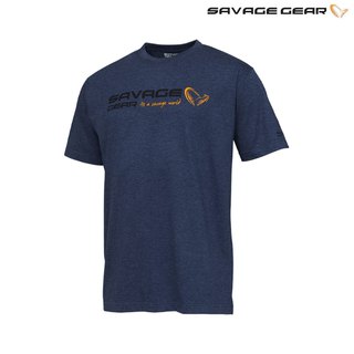 Savage Gear Signature Logo T-Shirt Blue Melange Gr.XXL