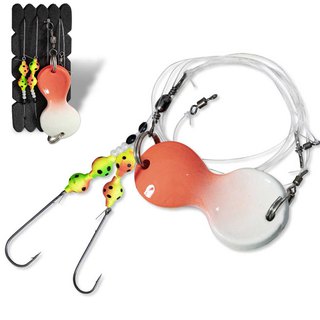 Zebco RFT Flatty Teaser Buttlffel Rig bleifrei fertig montiert orange/Glow 50g