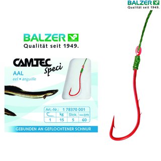 Balzer Camtec Aalhaken mit geflochtener Schnur 60cm Gr.1 15kg