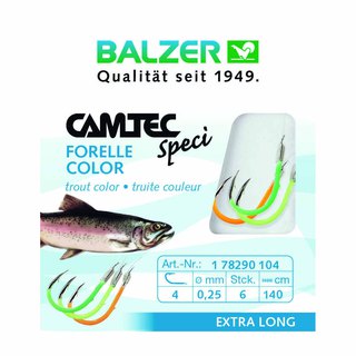 Balzer Camtec Forellenhaken Color 140cm UV Gr.4 0,25mm
