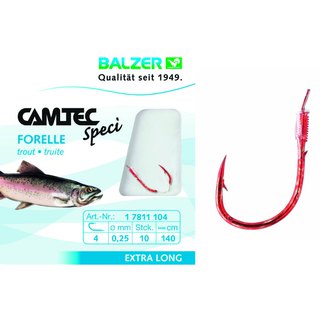 Balzer Camtec Forelle/Sbirohaken rot 140cm Gr.4 0,25mm