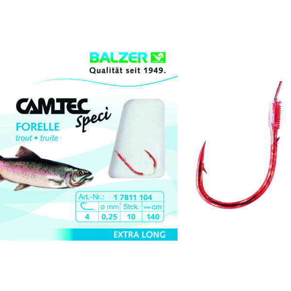 Balzer Camtec Forelle/Sbirohaken rot 140cm Gr.8 0,20mm