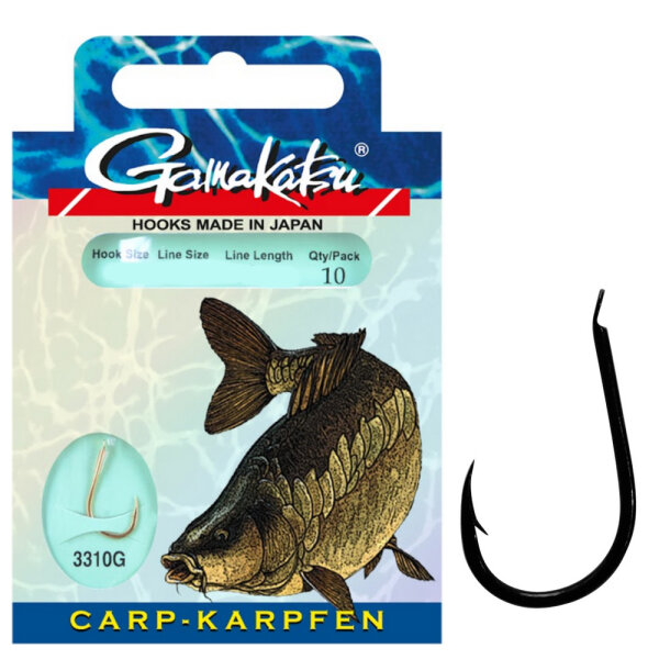 Gamakatsu Karpfen Haken gebunden 3310G Gold 60cm Gr.8 / 0,25mm