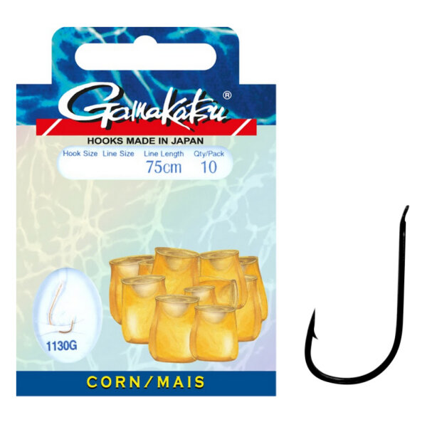 Gamakatsu Mais Corn Haken gebunden 1130G Gold 75cm Gr.8 / 0,18mm