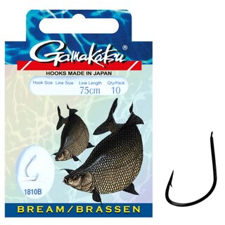 Gamakatsu Brassen Feeder Haken gebunden 1810B Bronze 75cm Gr.16 / 0,12mm