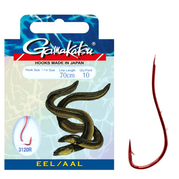 Gamakatsu Aal Haken gebunden 3120R Rot 70cm Gr.4 / 0,30mm
