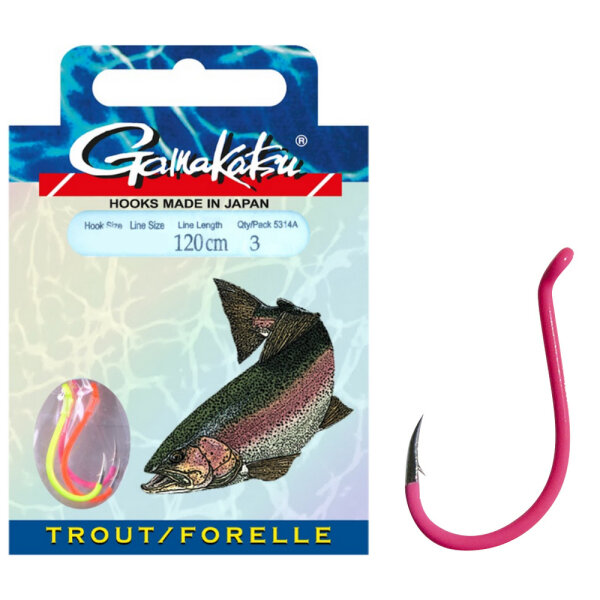 Gamakatsu Forellen Haken Multi gebunden 5314A Assorti 120cm Gr.6 / 0,22mm