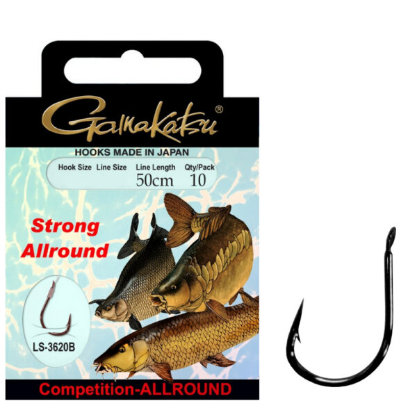 Gamakatsu Allround Haken gebunden 3620B Bronze 50cm Gr.10 / 0,24mm