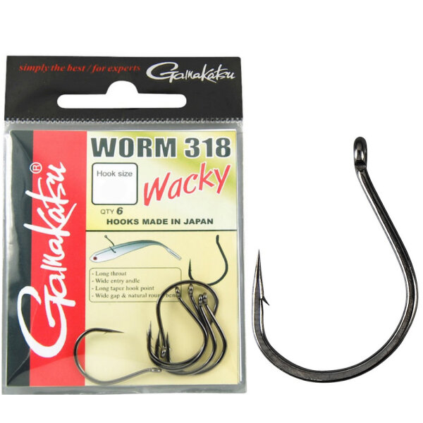 Gamakatsu Haken Worm 318 Wacky Black Gr.1/0