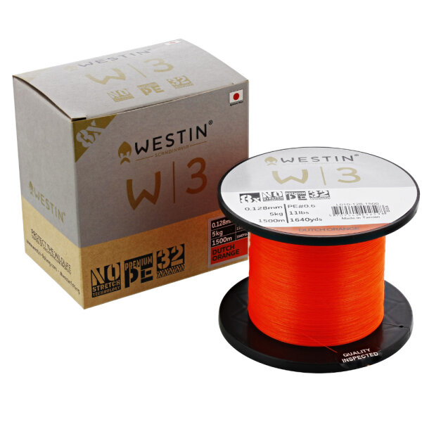 Westin W3 8- Braid Dutch Orange Großspule 1500m zum Sparpreis PE2,5 / 0,260mm / 16,5kg