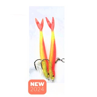 Fladen Deep Sea Rig Soft Tail  Paternoster Yellow / Orange Fire Tail 8/0