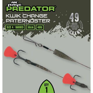 Fox Rage Predator Kwik Change Paternoster Trace 30cm 40lb Size 8