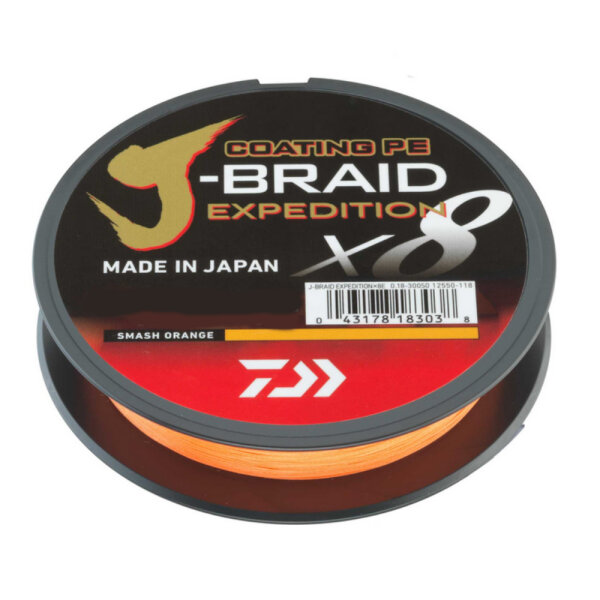 10m Daiwa J-Braid Expedition X8 smash orange 0,20mm / 16,0kg