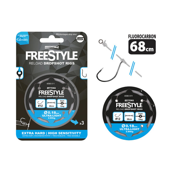 Spro FreeStyle Reload Dropshot Rig 0,18mm / Haken Gr.12