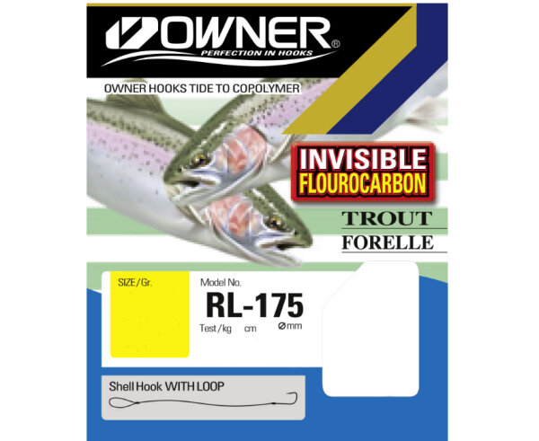 Owner Forellenhaken gebunden RL175 blau Fluorocarbon Gr. 6