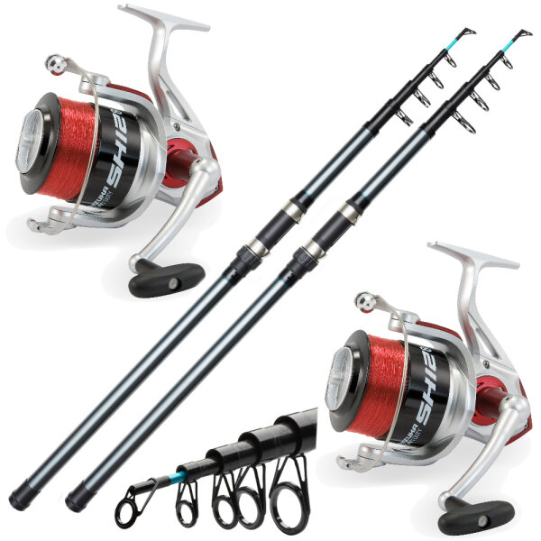 Deluxe Brandungsset Tele 2 Ruten + 2 Rollen + Schnur