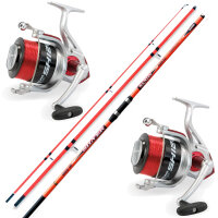 Deluxe Brandungsset Orange Surf Set 2 Ruten + 2 Rollen +...