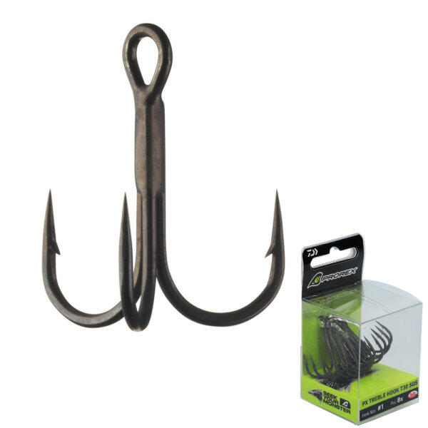 Daiwa Prorex Treble Hook T30 SQS Drilling Size 1/0 (Pack of 6)